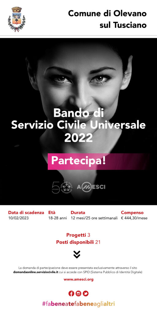 SERVIZIO CIVILE UNIVERSALE BANDO 2022